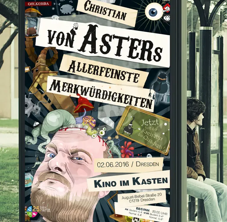 Künstlerisches Plakatdesign für Aster – visuelle Kommunikation mit typografischem Fokus und kreativem Layout