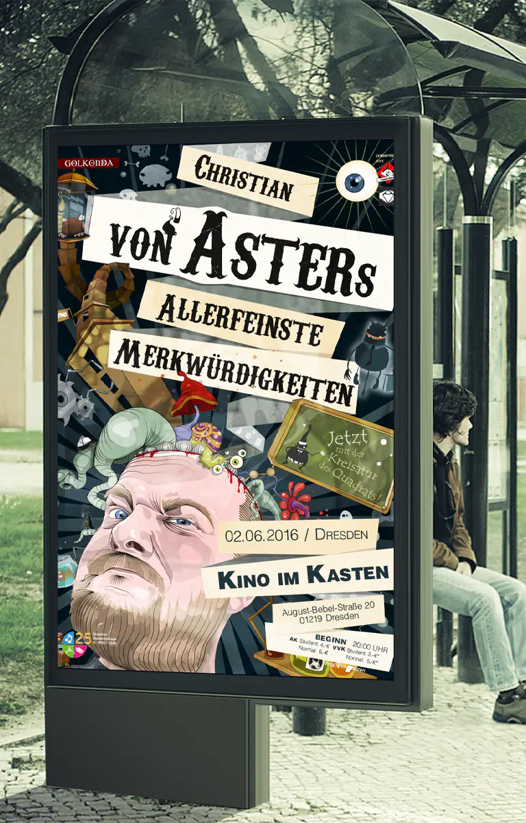 Künstlerisches Plakatdesign für Aster – visuelle Kommunikation mit typografischem Fokus und kreativem Layout