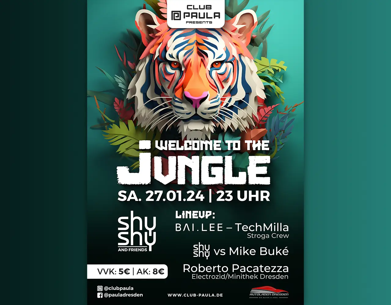 Flyerdesign für Club Paula – visuelle Eventwerbung mit starker Typografie und atmosphärischem Stil